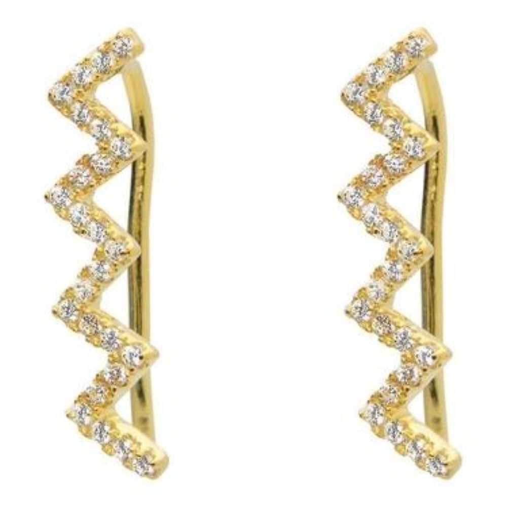 Golden Zig Zag Ear Climbers